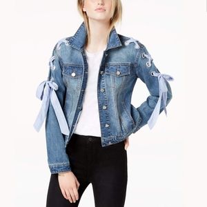 Maison Jules Lace-Up Denim Jacket